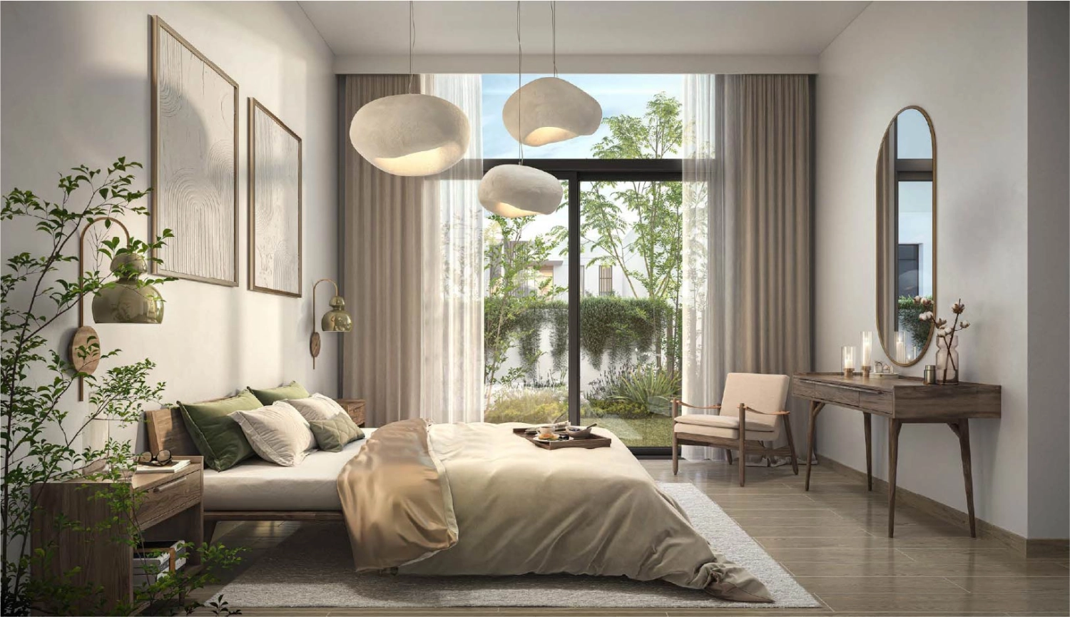 Study area with energy-efficient lighting in The Sustainable City apartment